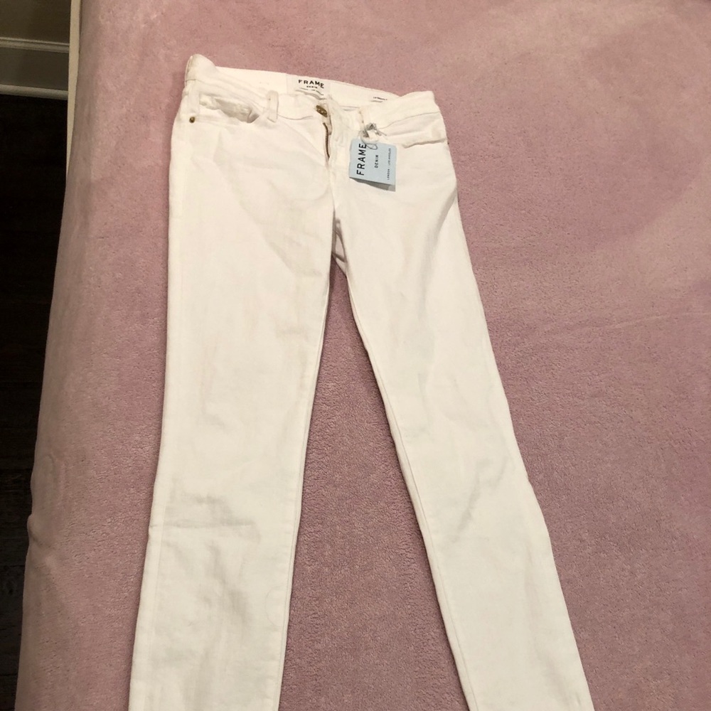 FRAME WHITE MID RISE SKINNY FIT